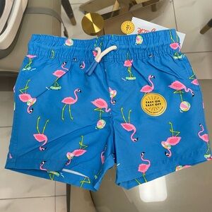 Cat & Jack Blue Flamingo Swim Trunks